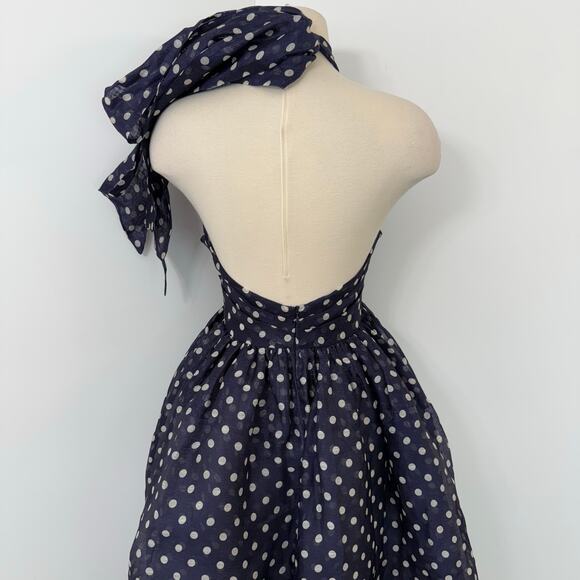 ZIMMERMANN High Tide Polka-Dot Halter Midi Dress Mesh Tulle Blue 0 (US 4) NWT - Picture 7 of 14